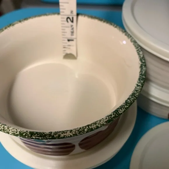 Like New stacking Ceramic Bowls w/ Lids - Picture 4 of 5